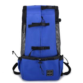 Pet Dog Carrier Bag Carrier For Dogs Backpack Out Double Shoulder Portable Travel Backpack Outdoor Dog Carrier Bag Travel (Option: Blue-L)