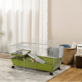 Small Animal Cage, Rolling Bunny Cage, Guinea Pig Cage (Option: Green)