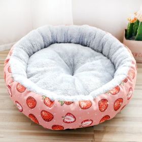 Dog And Cat Litter Padded With Round Cotton (Option: Red-S)