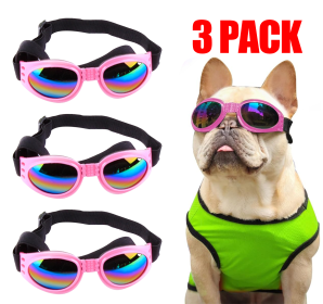Pet Sunglasses Dog Cat Windproof Glasses Accessories Goggles Small Medium Dog Sun Visor Eye Wear Glasses UV Dust Fog Protection With Adjustable Strap (Option: Pink)