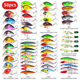 22pcs 58pcs 102pcs Fishing Lure Kits Multi-functional Set Topwater Floating Swimming Lures, Equipped With High Pitch Hook Soft Frogs, Used For Bass Fi (Option: 58pcs)