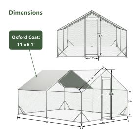 Large Metal Chicken Coop, Walk-in Chicken Run, Galvanized Wire Poultry Chicken Hen Pen Cage, Rabbits Duck Cages With Waterproof And Anti-Ultraviolet C (Option: 3X4M)
