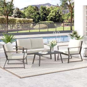 4 Piece Patio Furniture Set (Option: Cream White-1260x640x700 mm)