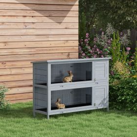 54 2-Story Large Rabbit Hutch Bunny Cage Pet House Small Animal Habitat With Lockable Doors (Option: Grey 1470x570x220 mm)