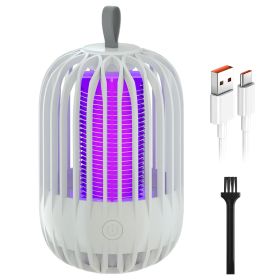 900V High Voltage Cordless Indoor Bug Zapper Type C Rechargeable Mosquito Lamp Trap Portable Electric Mosquito Killer with Hanging Strap Night Light f (Option: white)