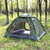 4 Persons Camping Waterproof Tent Pop Up Tent Instant Setup Tent w/2 Mosquito Net Doors Carrying Bag Folding 4 Seasons for Hiking Climbing Adventure F