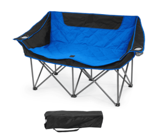 Only Supports Self Pickup  Outdoor Camping Chair, Oversized Recliner With Armrests, Cup Holder And Carrying Bag, Outdoor Heavy Duty Folding Chair (Option: Black blue)