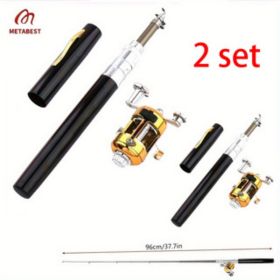 METABEST Premium Aluminum Alloy Pocket-Sized Pen Style Fishing Rod - Compact, Portable, And Ultra-Lightweight For Ice Raft, Bridge, And Travel Fishing (Option: W132843552 2pcs)