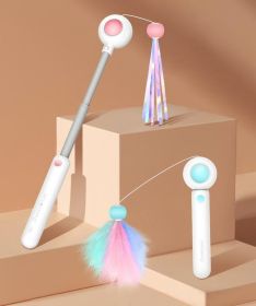 Retractable Laser Cat Stick Toys Cat Toy BallsKitten Playing Cat Laser Teaser Wand  ABS  PPMaterial   Safe And None Toxic, Universalinteractive Toy (Option: Pink)