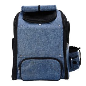 Pet Carrier Backpack, Expandable Cat Dog Carrier With Back Extension, Breathable Mesh Travel Backpack For Small Dogs Cats, Soft-Sided Pet Backpack Hol (Option: Blue)