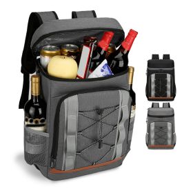 Cooler Backpack 36 Can Leakproof Insulated Cooler Backpack with 25L/6.6Gal for Picnic Camping Beach Hiking Fishing Travel (Option: Grey)