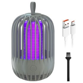 900V High Voltage Cordless Indoor Bug Zapper Type C Rechargeable Mosquito Lamp Trap Portable Electric Mosquito Killer with Hanging Strap Night Light f (Option: Grey)