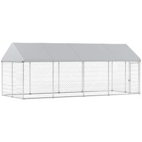 Heavy Duty Outdoor Dog Kennel With Waterproof Roof, Secure Latch, Chain Link Dog Run For Backyard, 19.7 X 7.5 X 7.9 (Option: Grey)